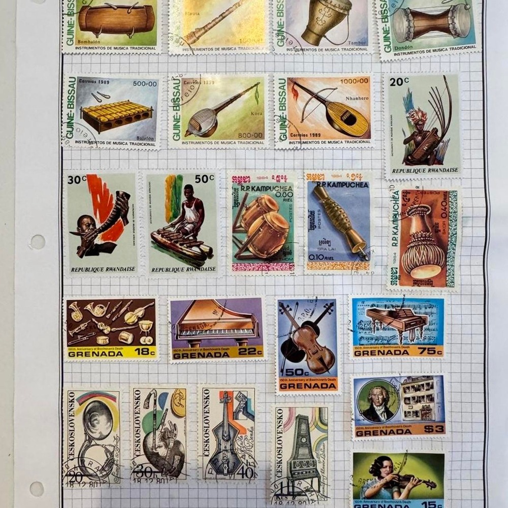 Vintage Postage Stamps - Musical Instruments - Picture 1 of 1